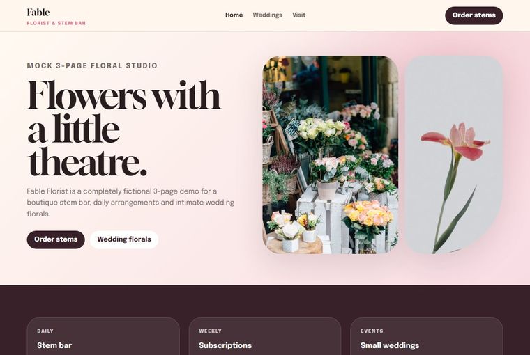 Fable Florist website built by DEVECTUS