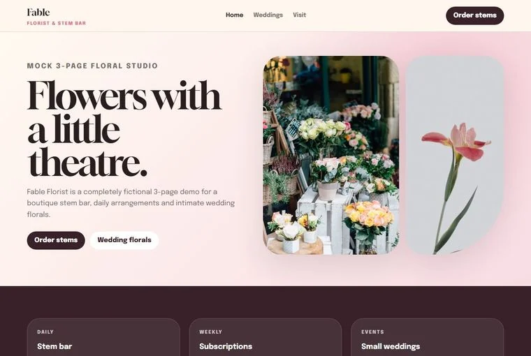 Fable Florist website built by DEVECTUS