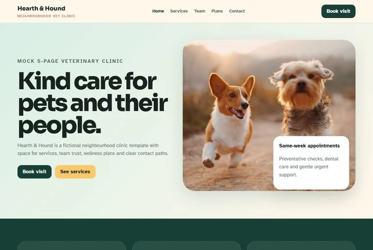Hearth & Hound website built by DEVECTUS