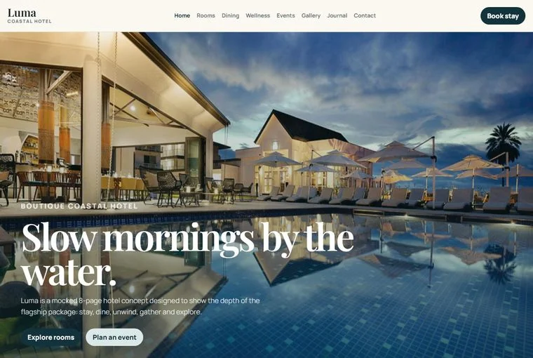 Luma Coastal Hotel website built by DEVECTUS