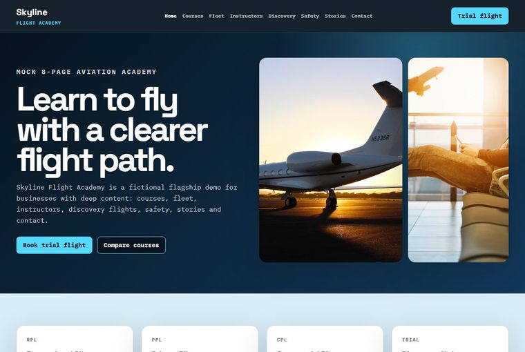 Skyline Flight website built by DEVECTUS