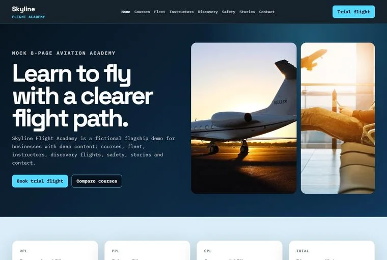 Skyline Flight website built by DEVECTUS