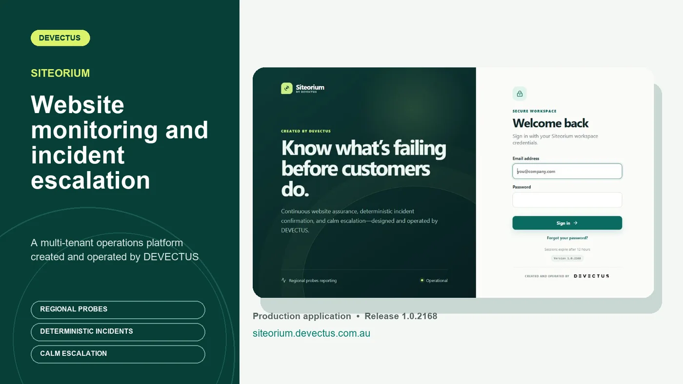 Siteorium product interface