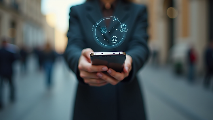 Close-up view of a virtual assistant application displayed on a smartphone