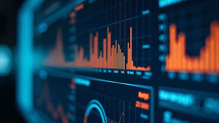 Close-up view of a network performance dashboard displaying metrics