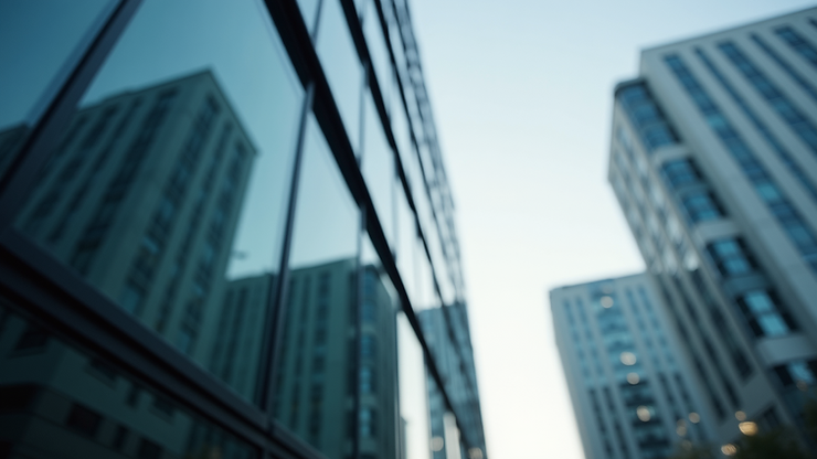 Close-up view of a modern office building