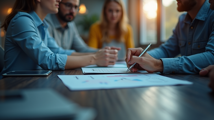 Close-up of a digital marketing strategy meeting