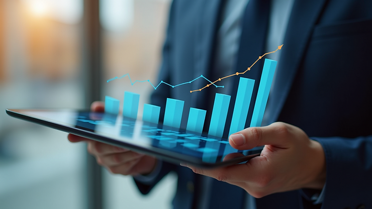 Close-up view of a consultant presenting a digital strategy on a tablet