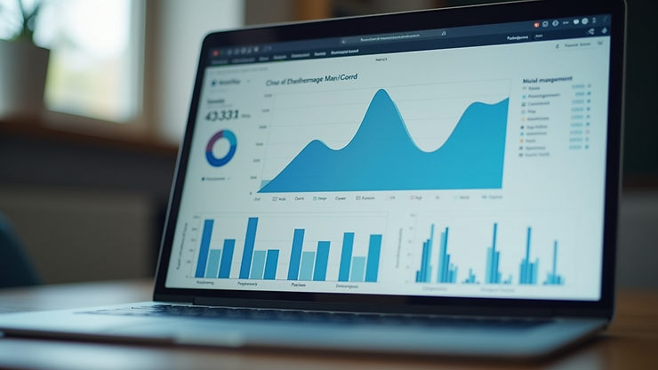 Close-up view of a laptop screen displaying cloud management dashboard